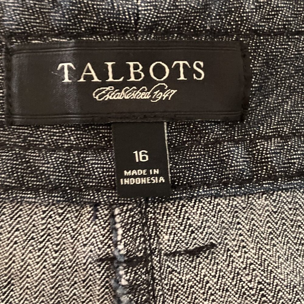Talbots Size 16 Black Gray Denim Signature Flare Trouser Dressy Jeans Stretch - Picture 3 of 5
